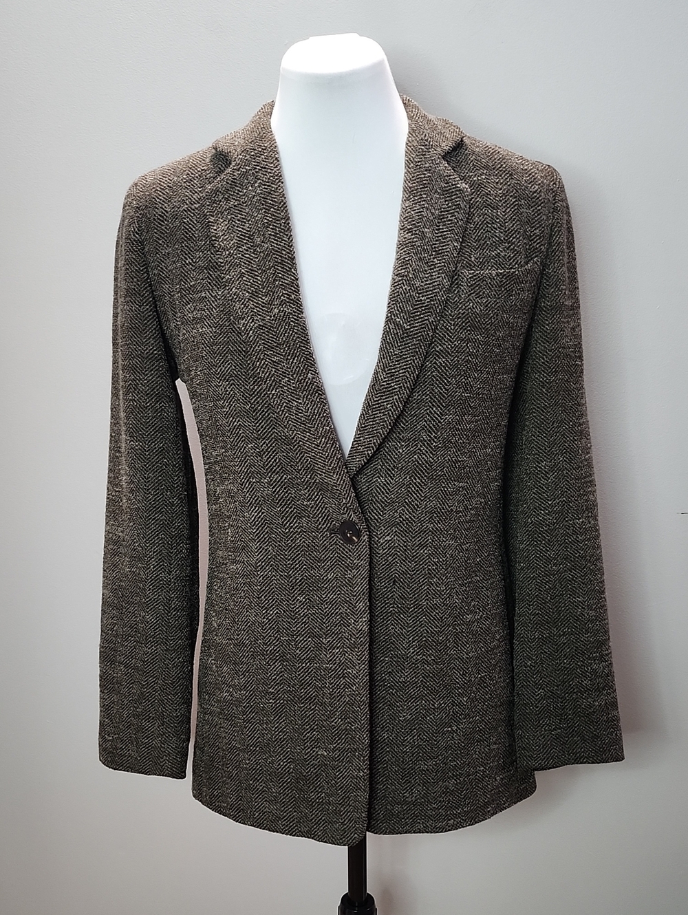LAFAYETTE 148 NEW YORK Vintage gray herringbone wool blend blazer